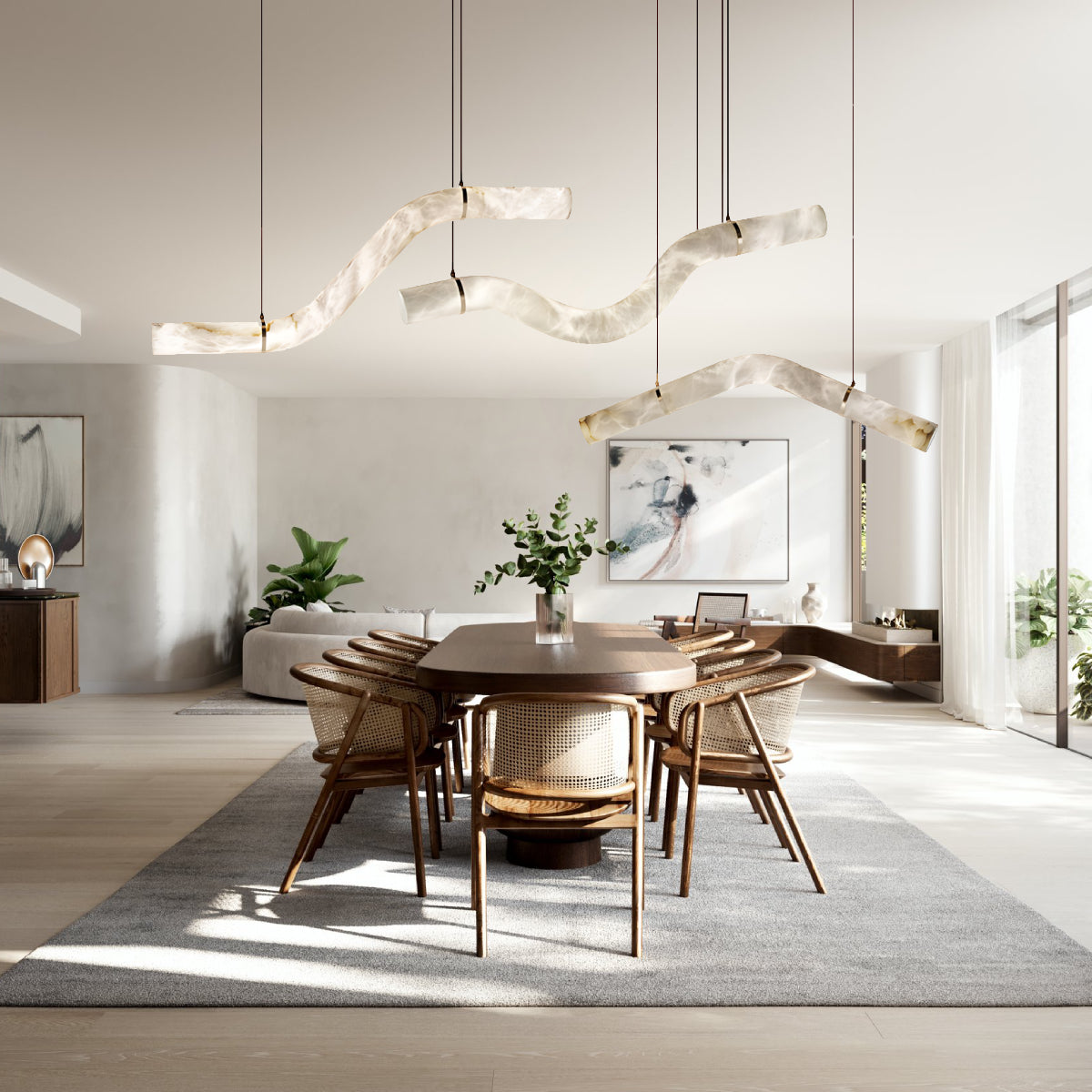 Curva Alabaster Chandelier Z - Loonglight