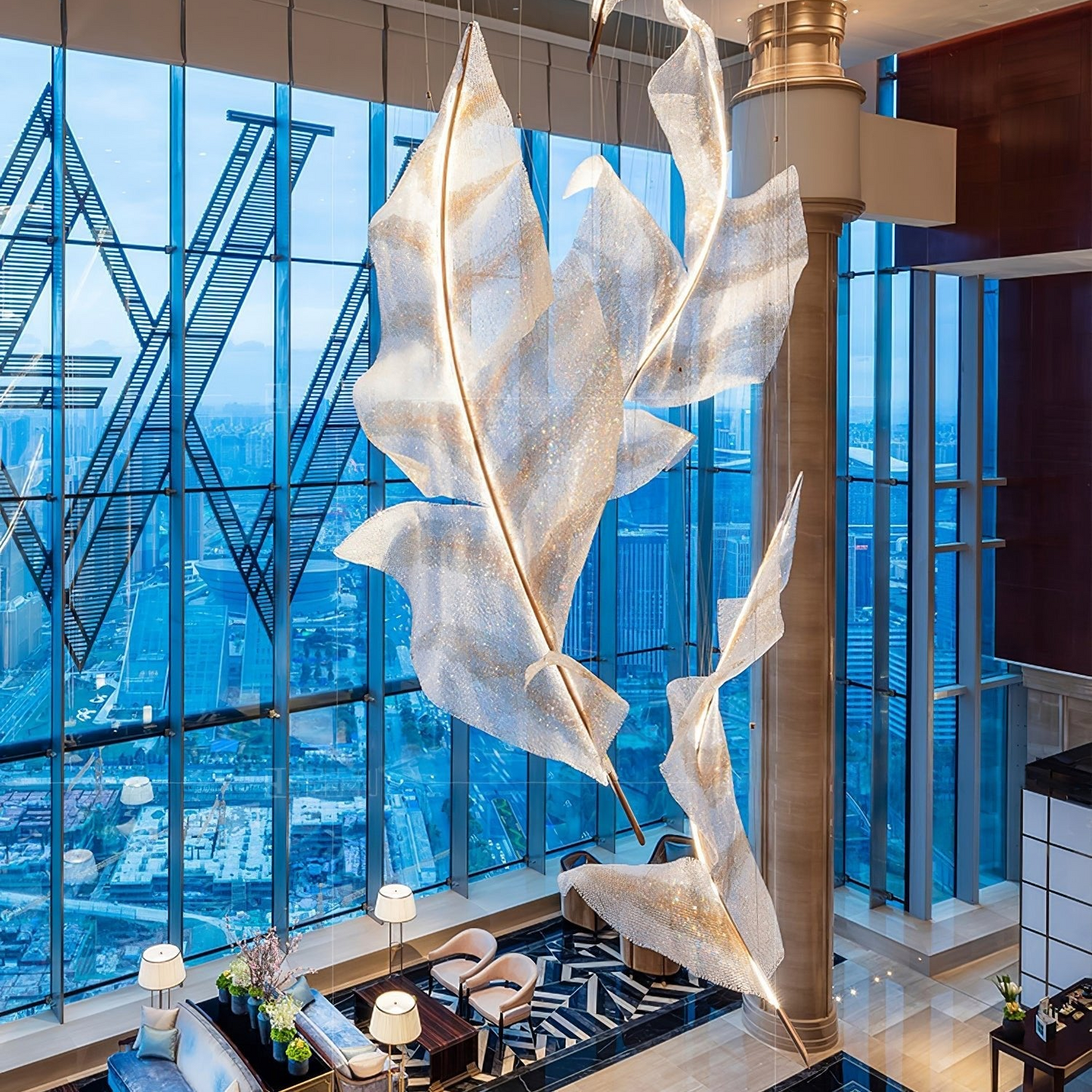 Falling Glass Leaf Chandelier - Loonglight