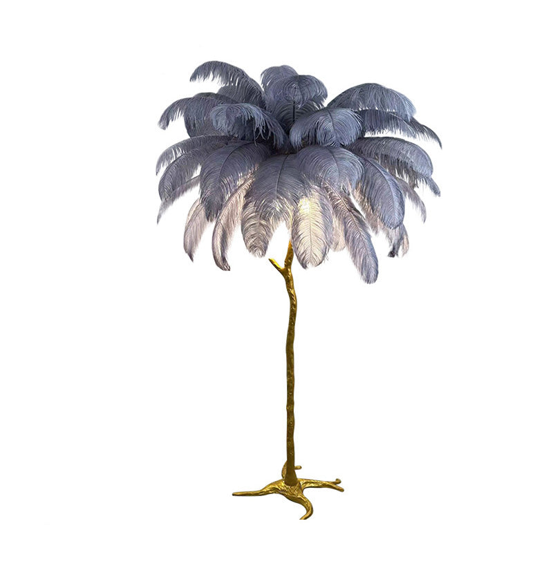 Ostrich Feather Brass Floor Lamp - Loonglight