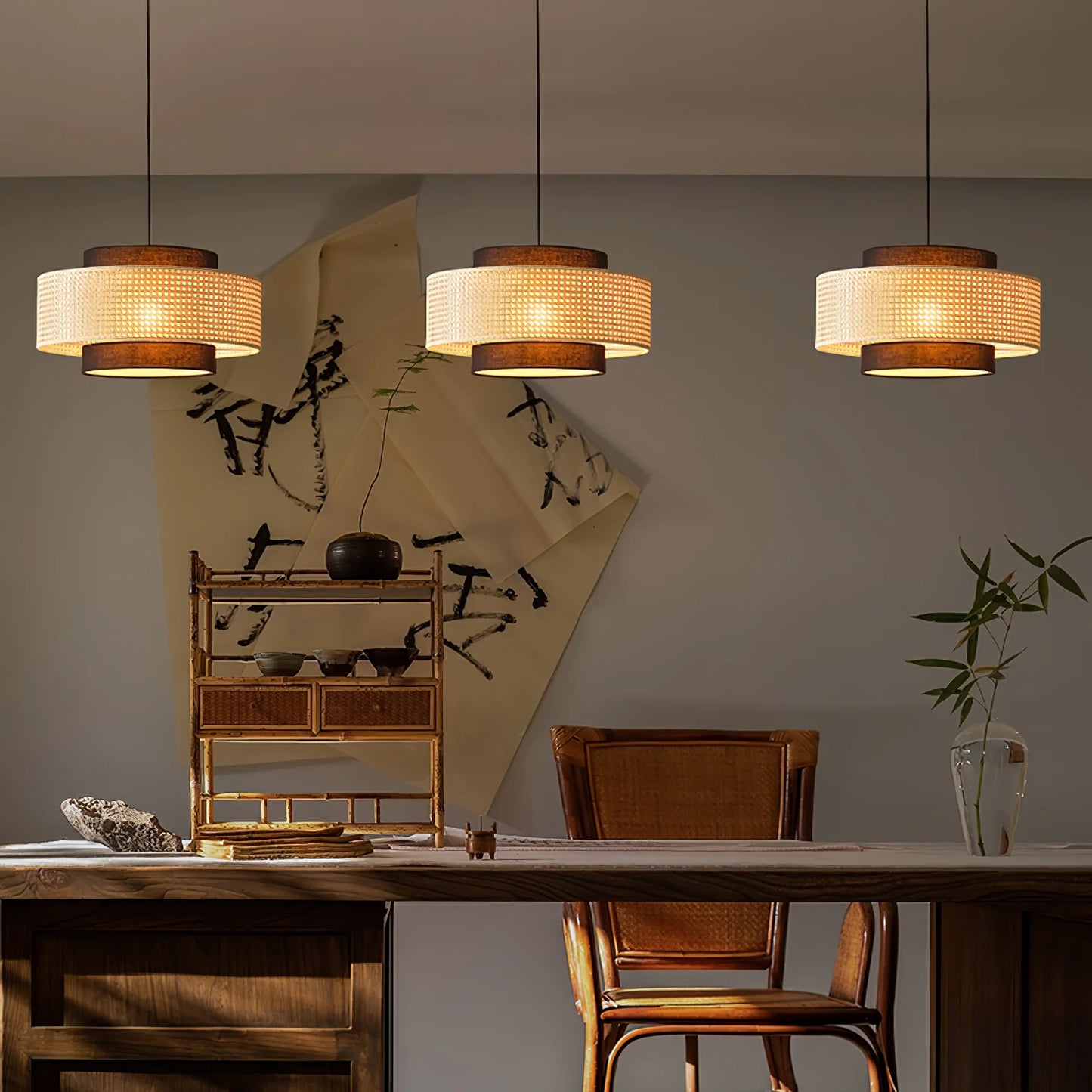 Kaya Tiered Rattan Pendant Light - Loonglight