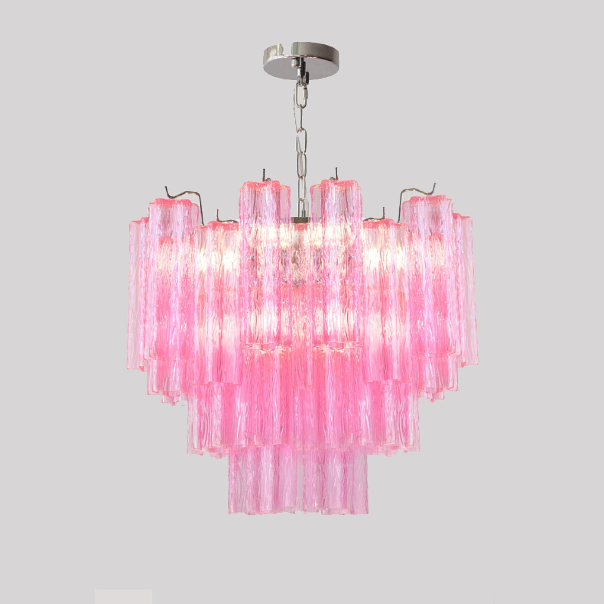 Vibrant Pink Floral Tube Chandelier - Loonglight