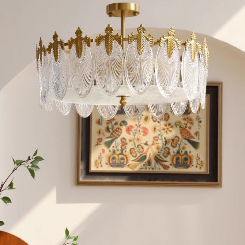 Vintage Glass Leaf Round Chandelier - Loonglight