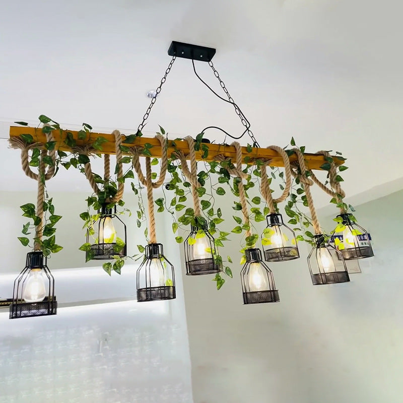 Vintage Wood Green Chandelier - Loonglight