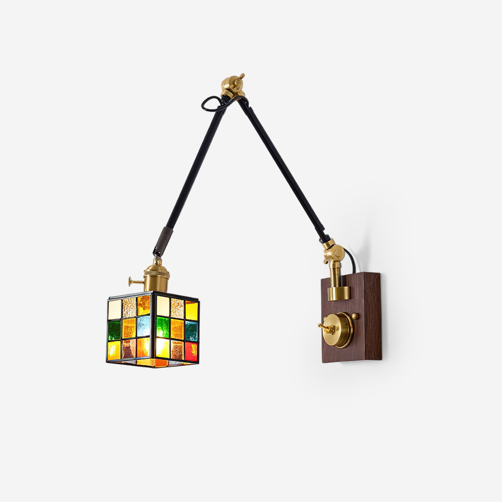 Industrial Stained Glass Wall Lamp
