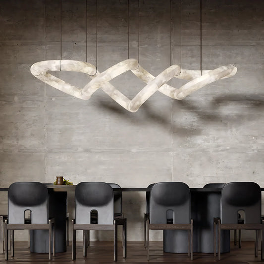 A Statement of Timeless Elegance: My Experience with the Infinity Loop Alabaster Chandelier
