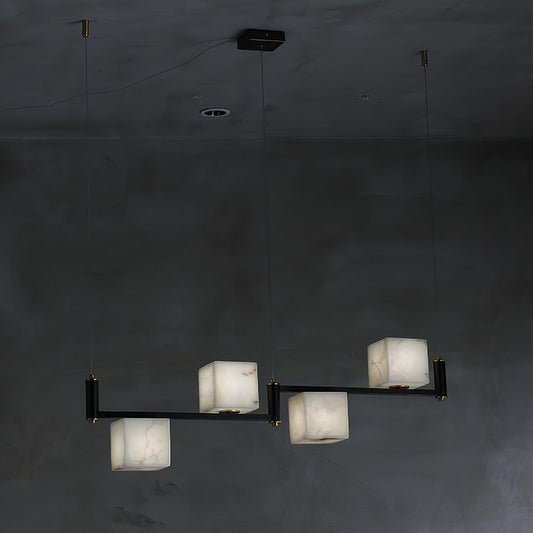 Geometric alabaster chandelier for dining table shapes