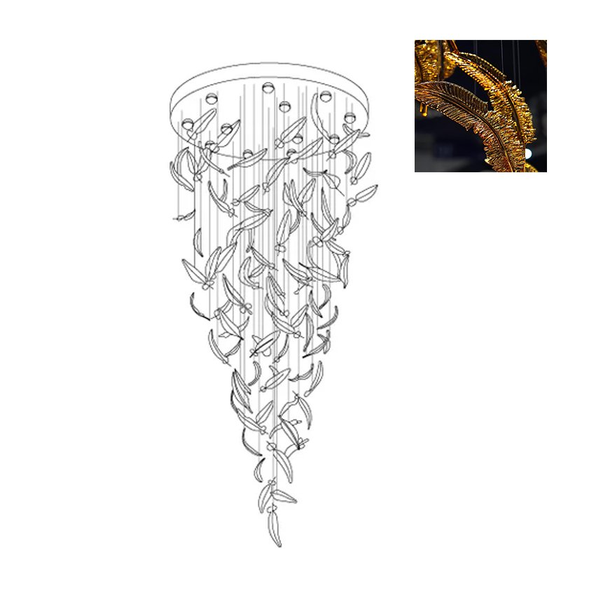 Artistic Glass Feather Chandelier - Loonglight