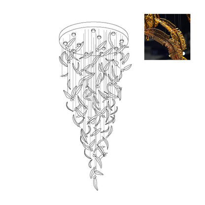 Artistic Glass Feather Chandelier - Loonglight