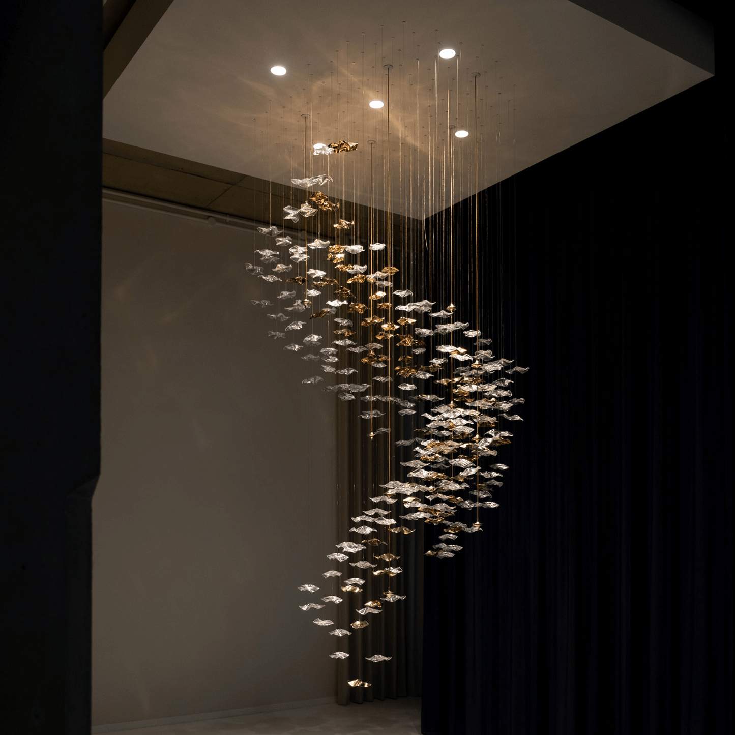 Starry Glass Leaf Chandelier - Loonglight