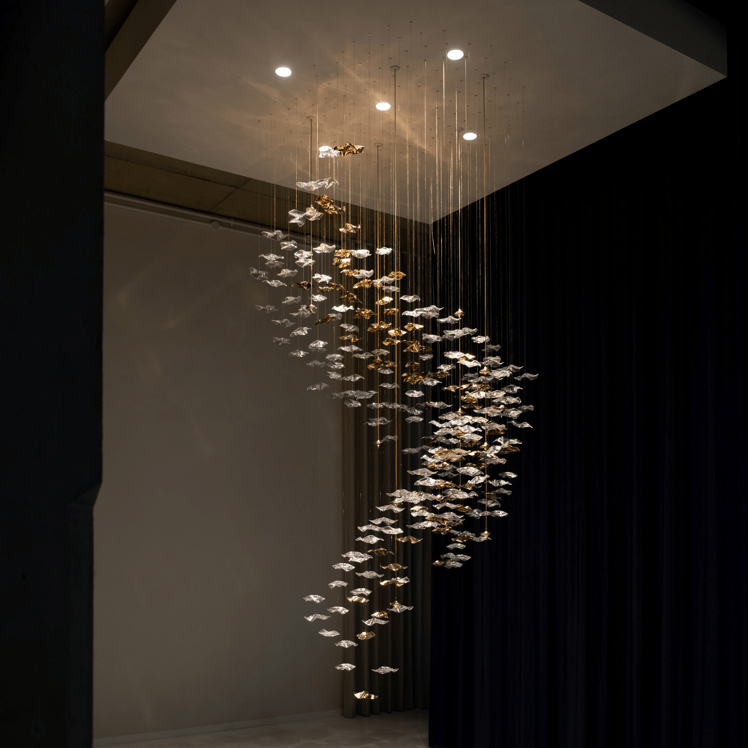 Starry Glass Leaf Chandelier - Loonglight