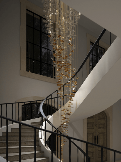 Starry Glass Leaf Chandelier - Loonglight