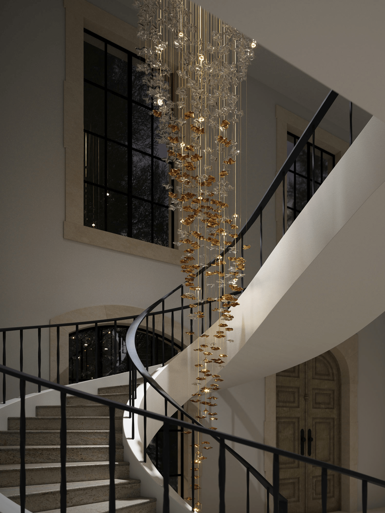 Wave Starry Glass Leaf Chandelier - Loonglight