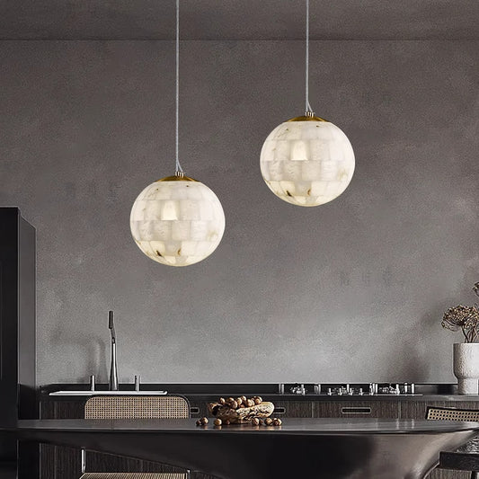 Alabaster Ball Pendant Light - Loonglight