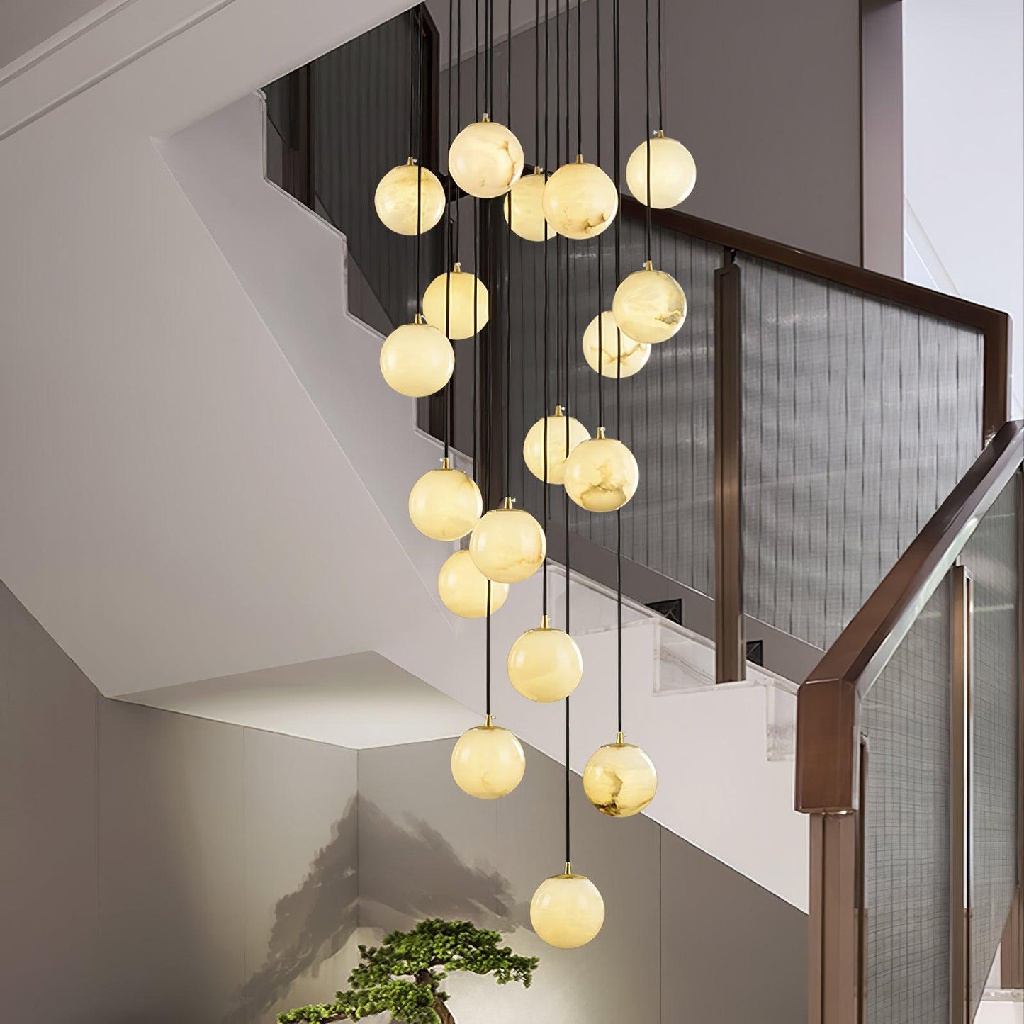 Modern Multi-Globe Alabaster Chandelier - Loonglight