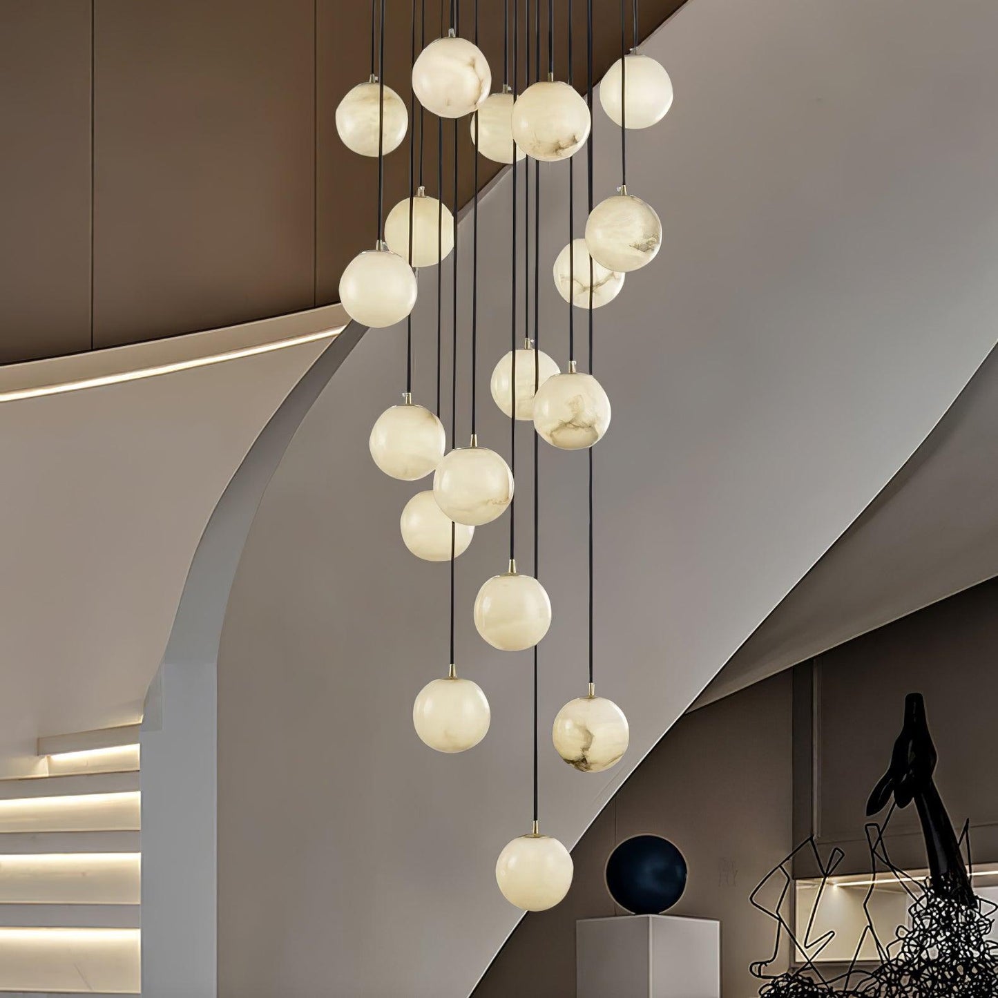 Modern Multi-Globe Alabaster Chandelier - Loonglight