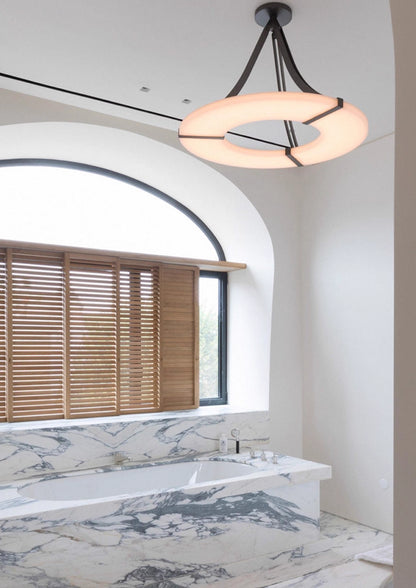 Alabaster Halo Pendant Light - Loonglight