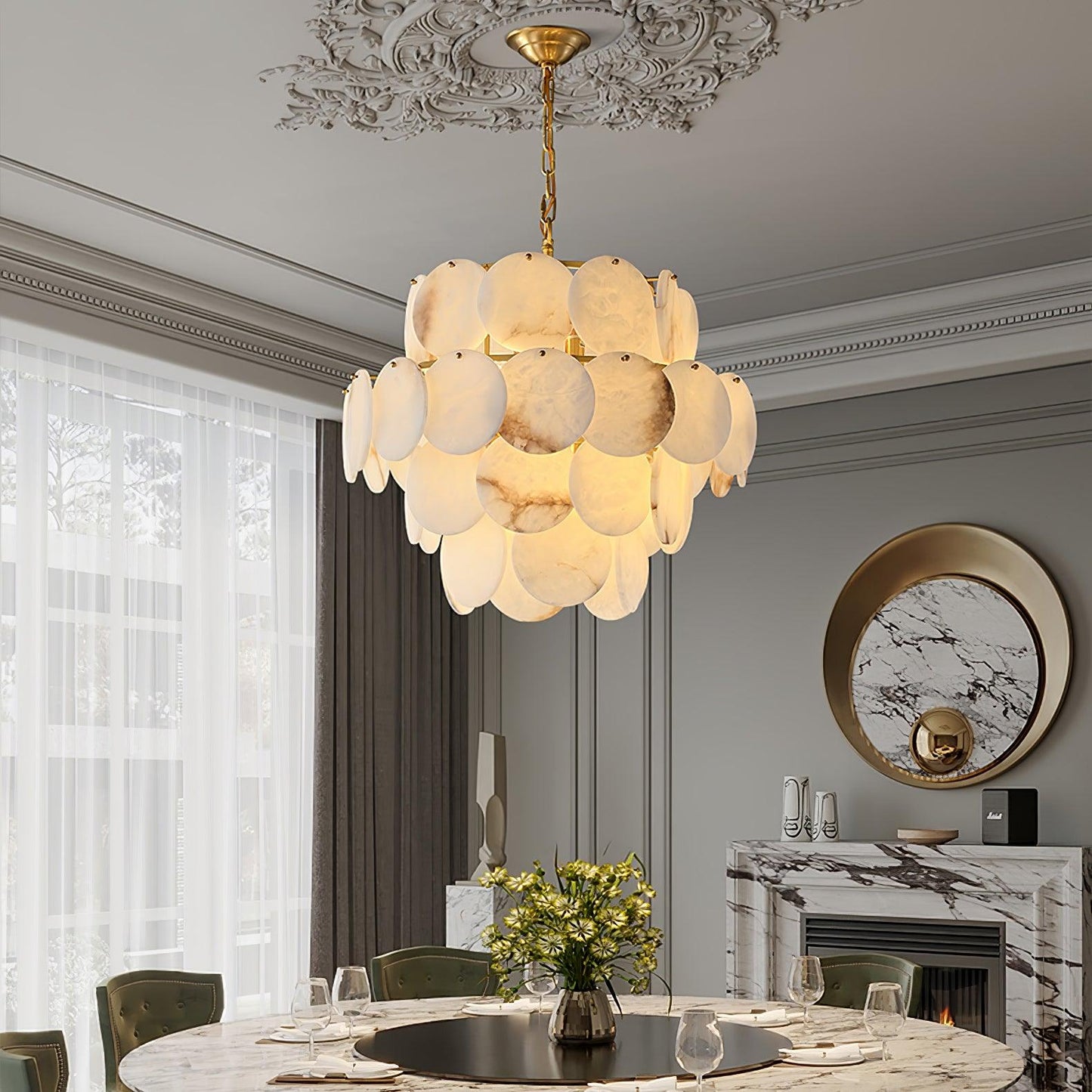 Alabaster Shell Chandelier - Loonglight