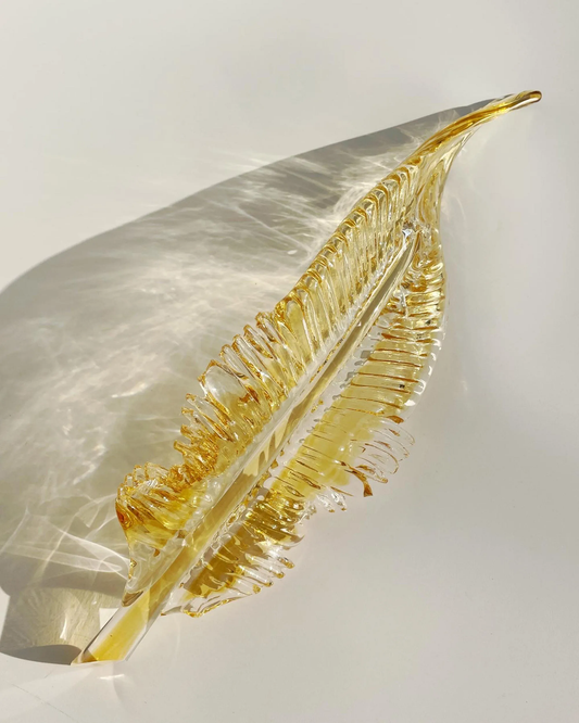 Amber Glass Feather Pendant