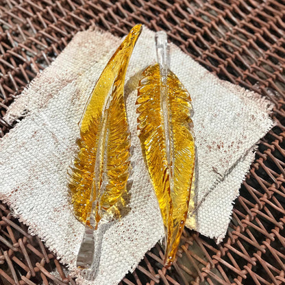 Amber Glass Feather Pendant