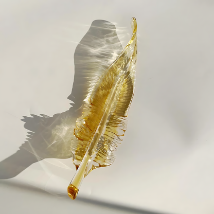 Amber Glass Feather Pendant