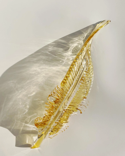 Amber Glass Feather Pendant