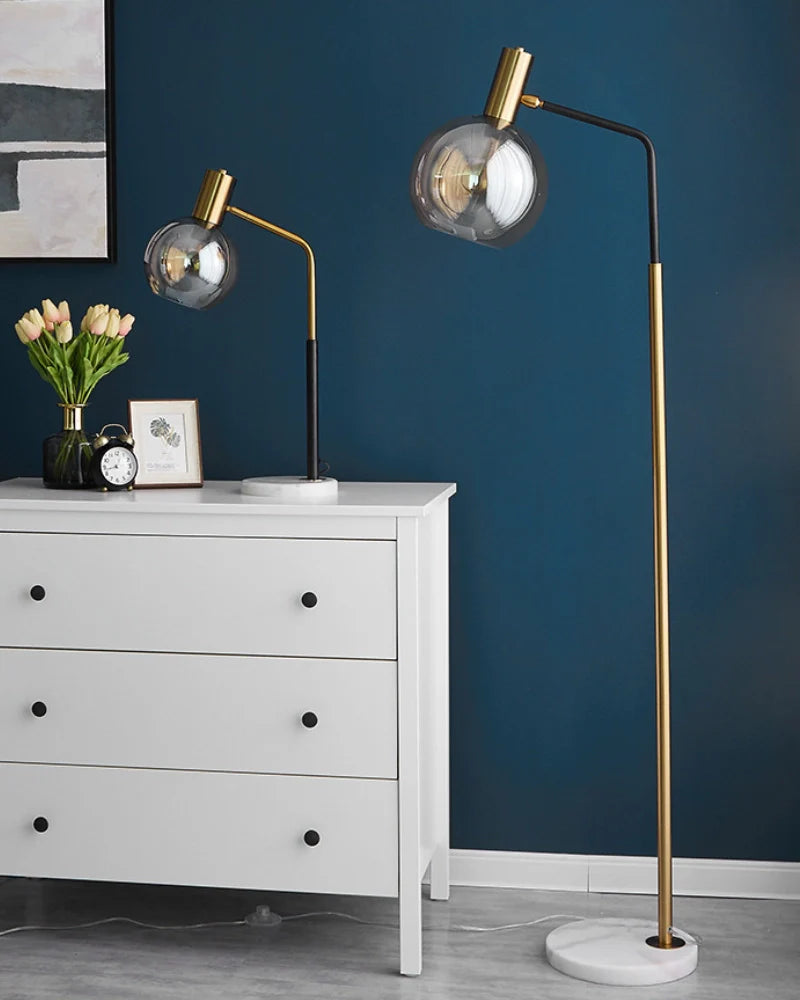 Marlo Amber Glass Floor Lamp - Loonglight