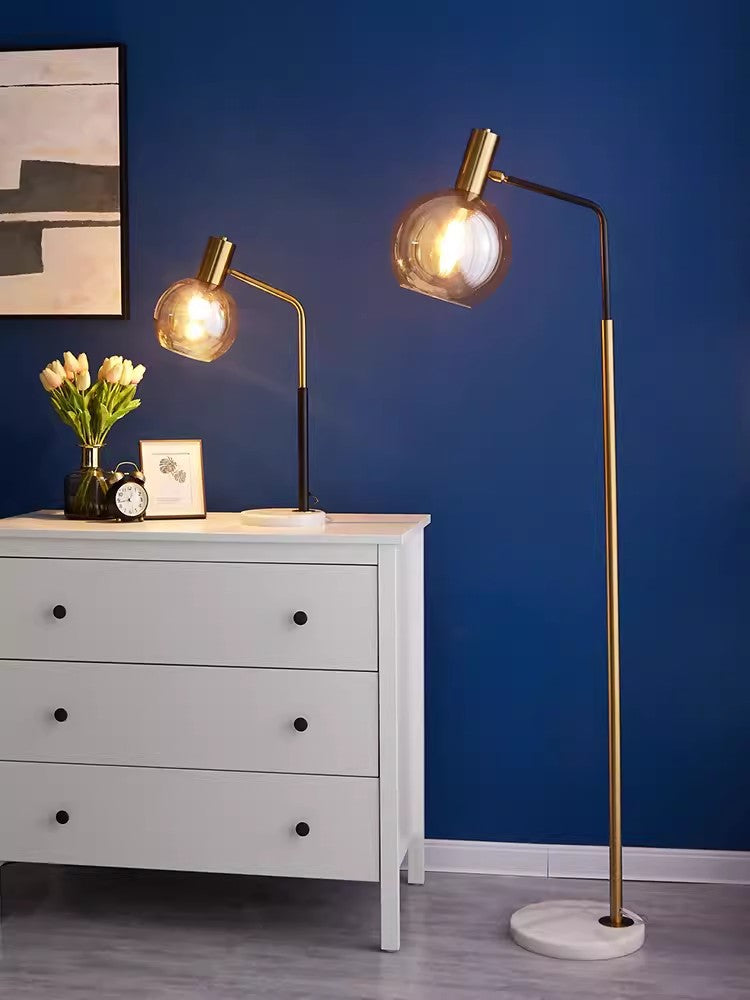 Marlo Amber Glass Floor Lamp - Loonglight