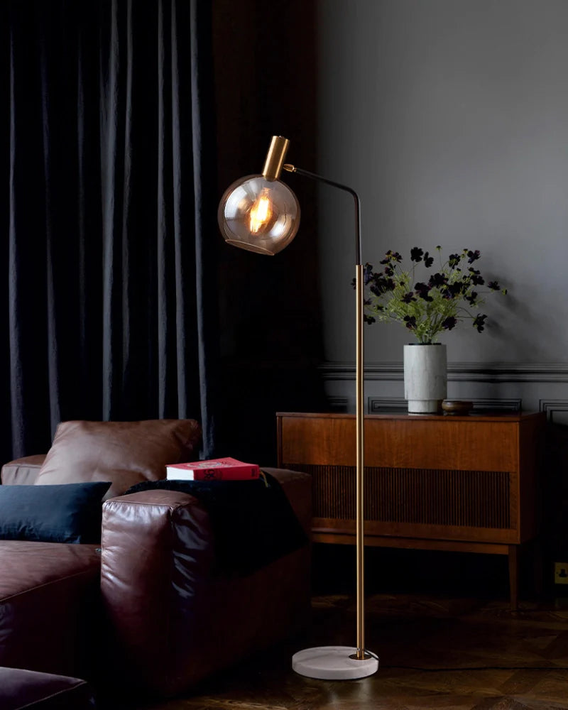 Marlo Amber Glass Floor Lamp - Loonglight