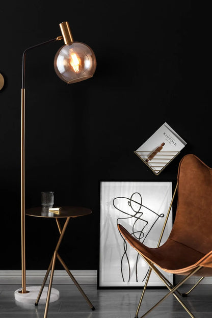 Marlo Amber Glass Floor Lamp - Loonglight