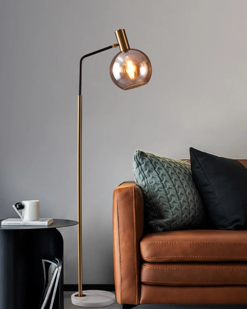 Marlo Amber Glass Floor Lamp - Loonglight