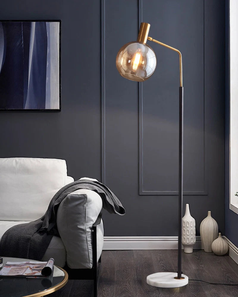 Marlo Amber Glass Floor Lamp - Loonglight