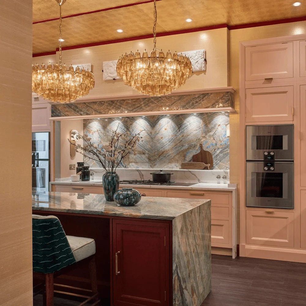 Amber Prism Murano Chandelier - Loonglight