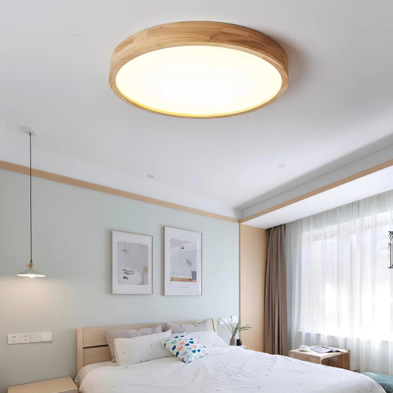 Arlo Round Wood Ceiling Light - Loonglight