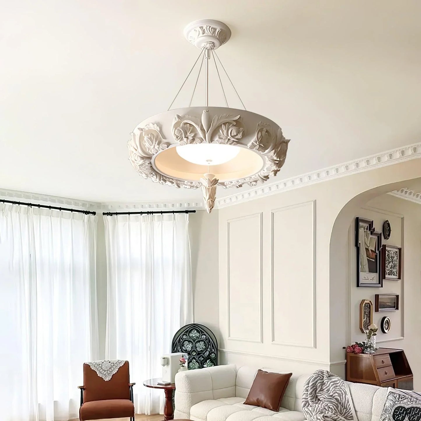 Artistic White Plaster Chandelier