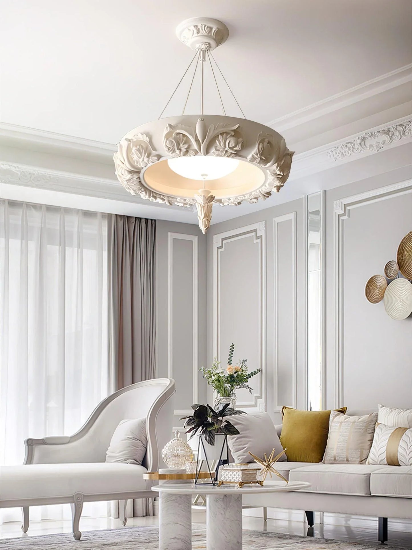 Artistic White Plaster Chandelier