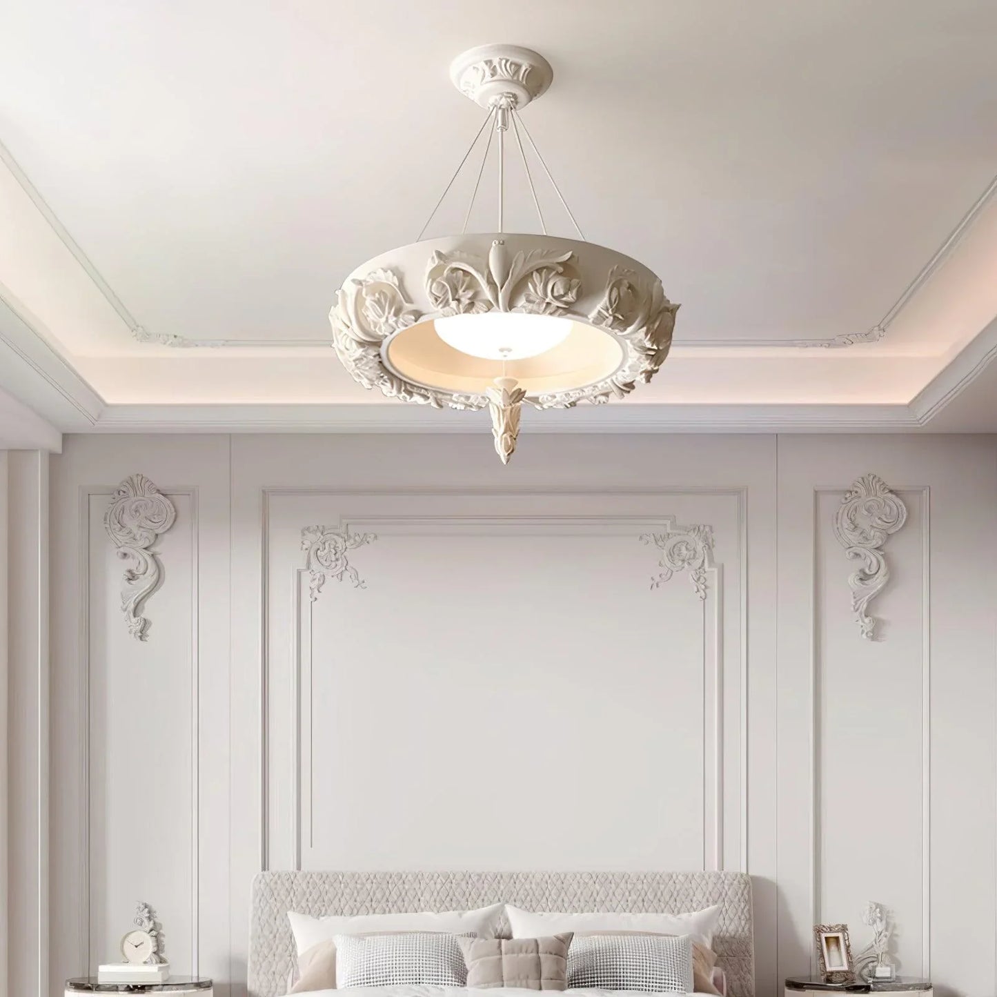 Artistic White Plaster Chandelier