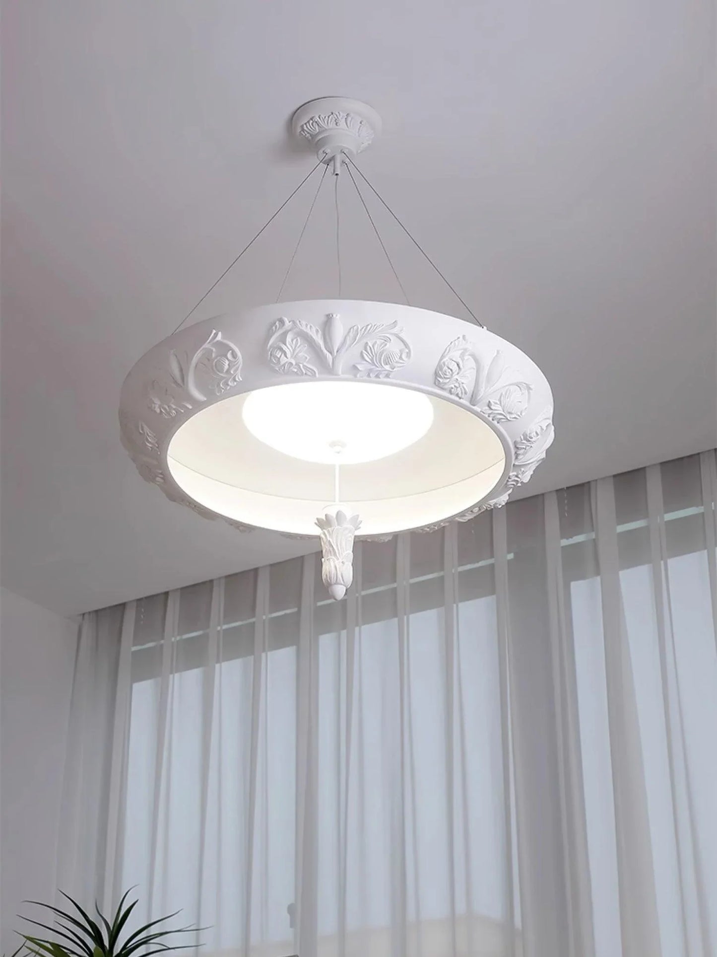 Artistic White Plaster Chandelier