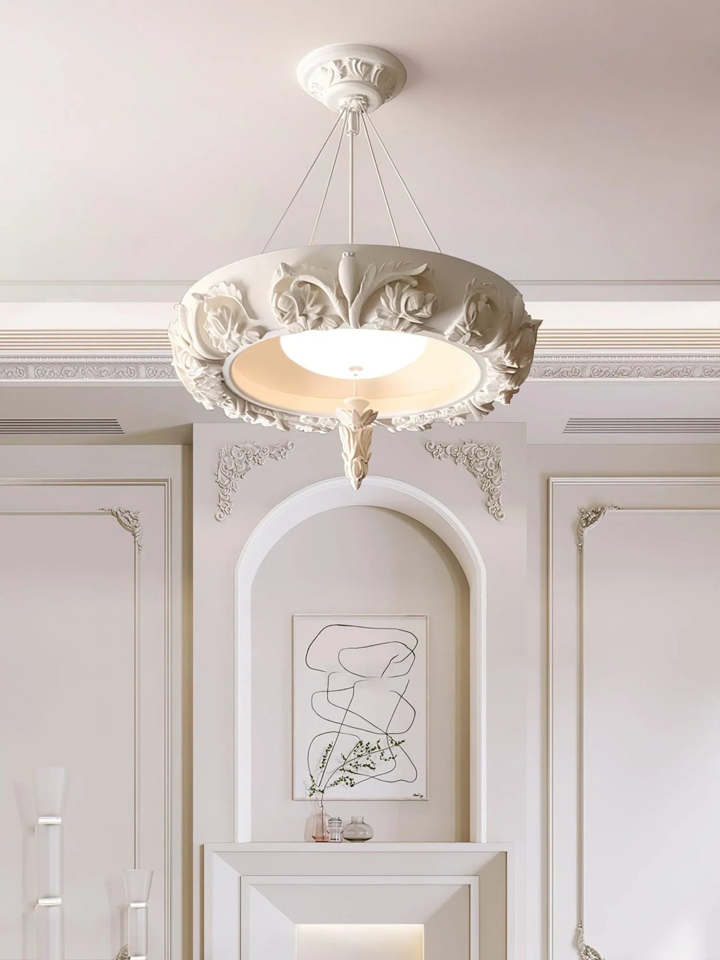 Artistic White Plaster Chandelier