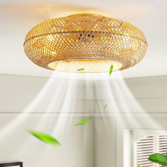 Bamboo Ceiling Fan With Light