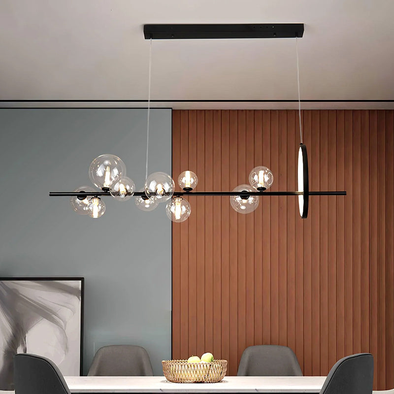 Modern Linear Glass Globe Chandelier - Loonglight