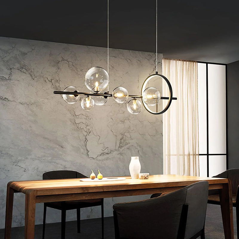 Modern Linear Glass Globe Chandelier - Loonglight