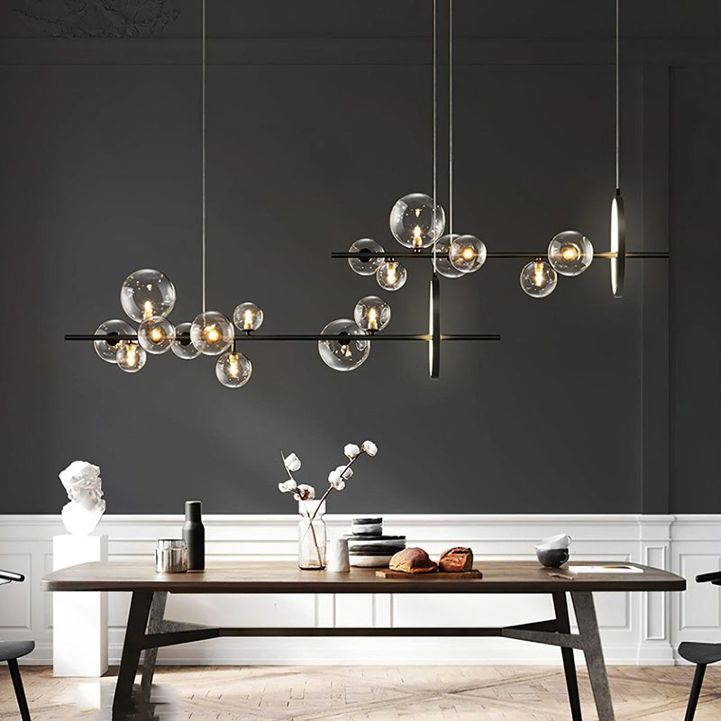 Modern Linear Glass Globe Chandelier - Loonglight
