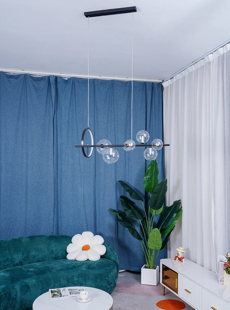 Modern Linear Glass Globe Chandelier - Loonglight