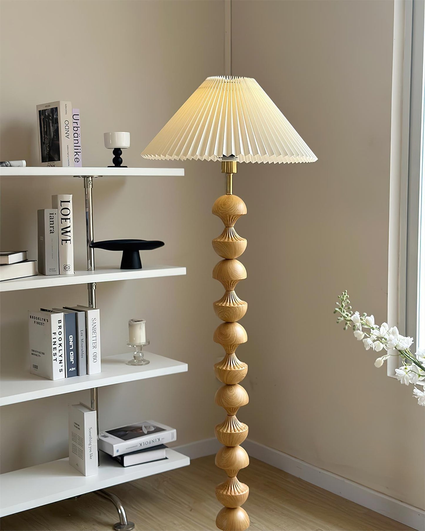 Bobbin Wood Floor Lamp - Loonglight