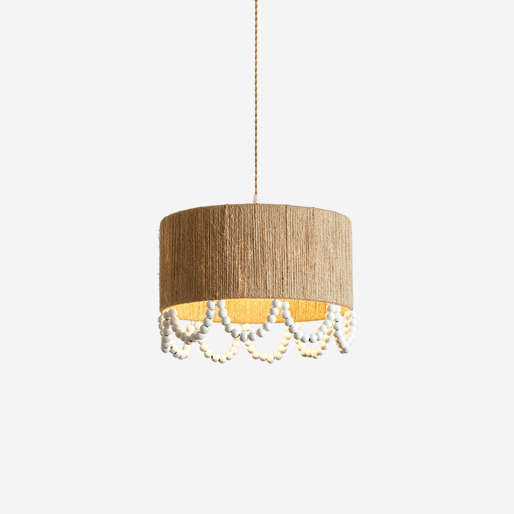 Pearl Rattan Drum Pendant Light B