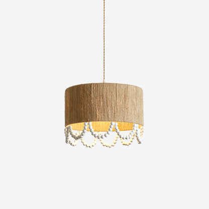 Pearl Rattan Drum Pendant Light B