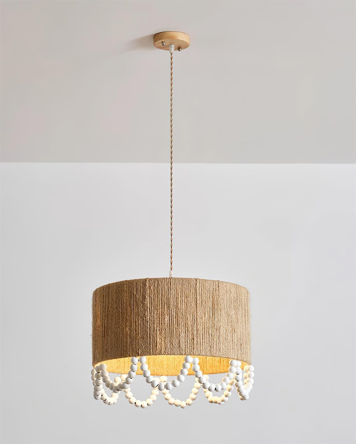 Pearl Rattan Drum Pendant Light B