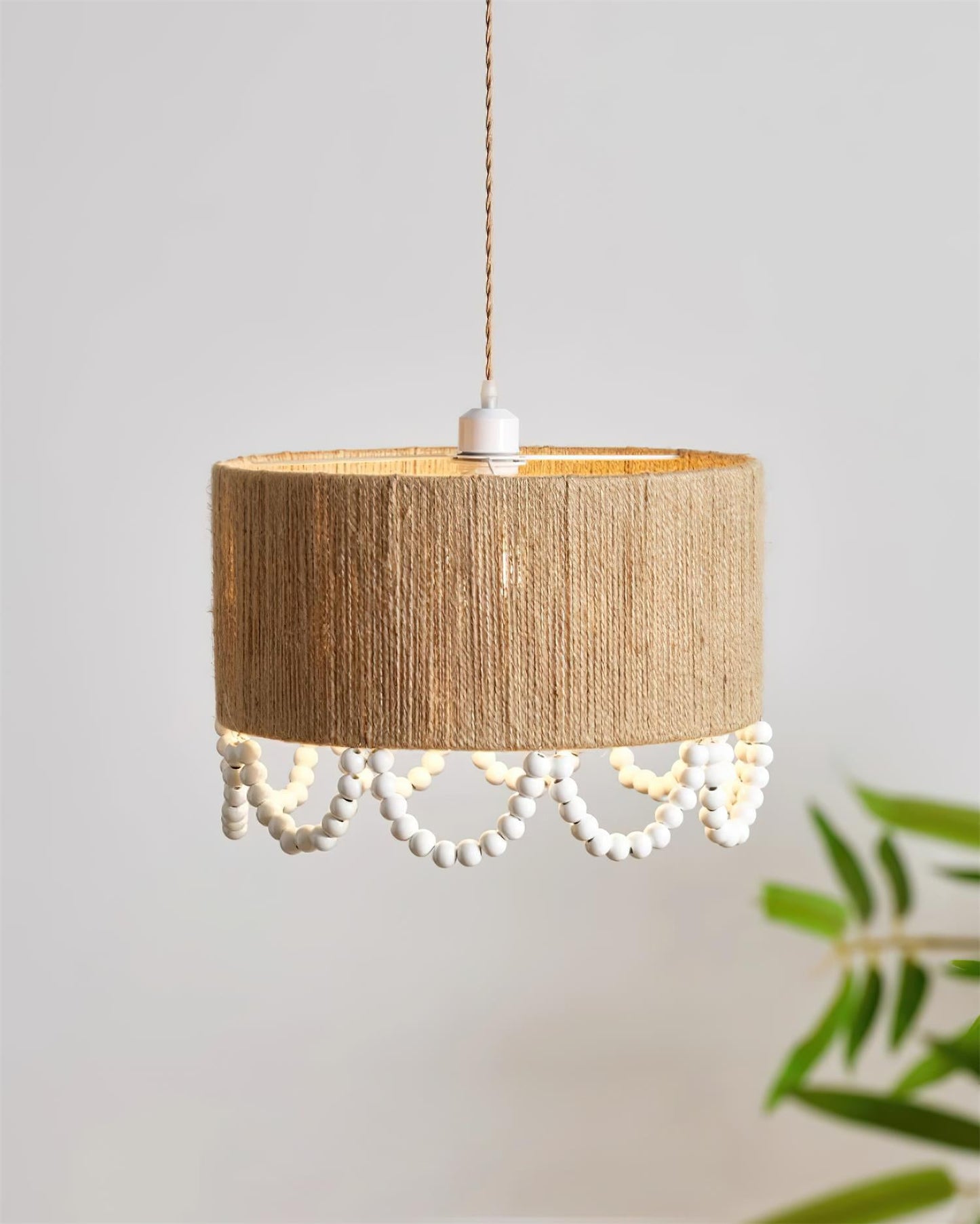 Pearl Rattan Drum Pendant Light B