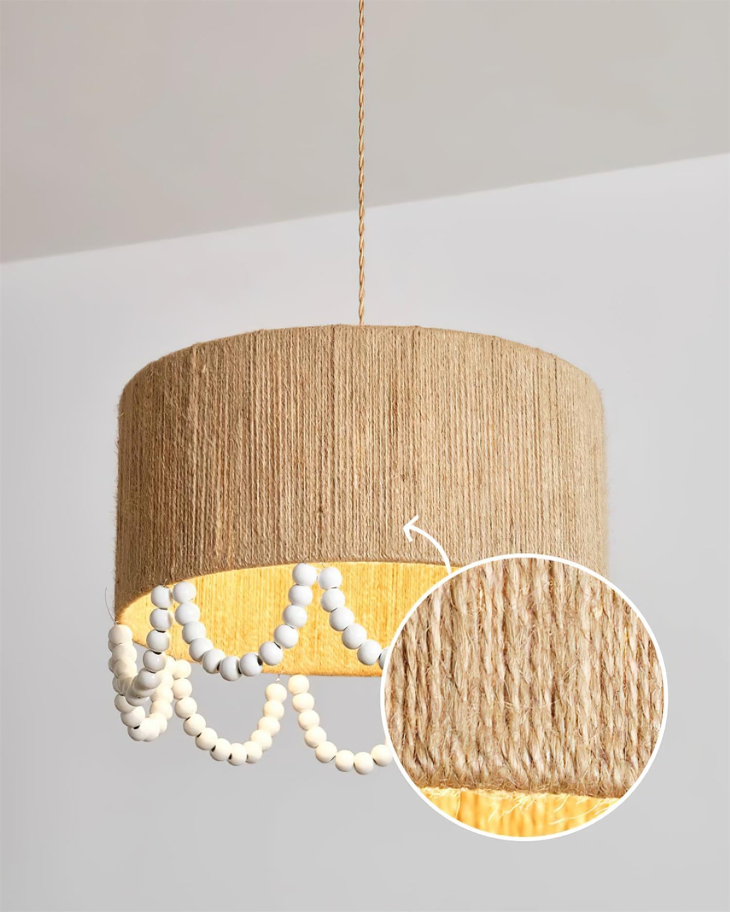 Pearl Rattan Drum Pendant Light B
