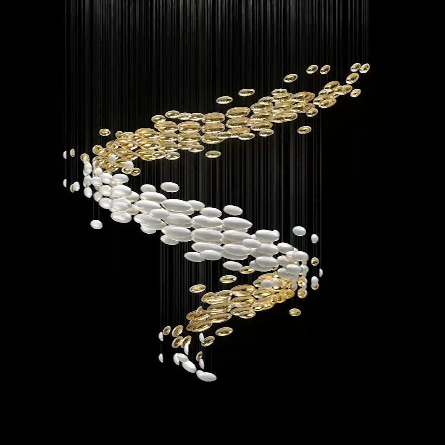 Bowl Glass Leaf Chandelier - Loonglight